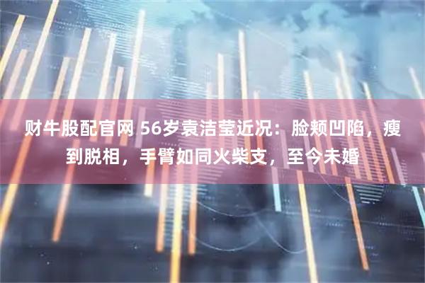 财牛股配官网 56岁袁洁莹近况：脸颊凹陷，瘦到脱相，手臂如同火柴支，至今未婚
