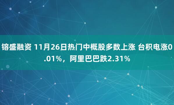 镕盛融资 11月26日热门中概股多数上涨 台积电涨0.01%，阿里巴巴跌2.31%